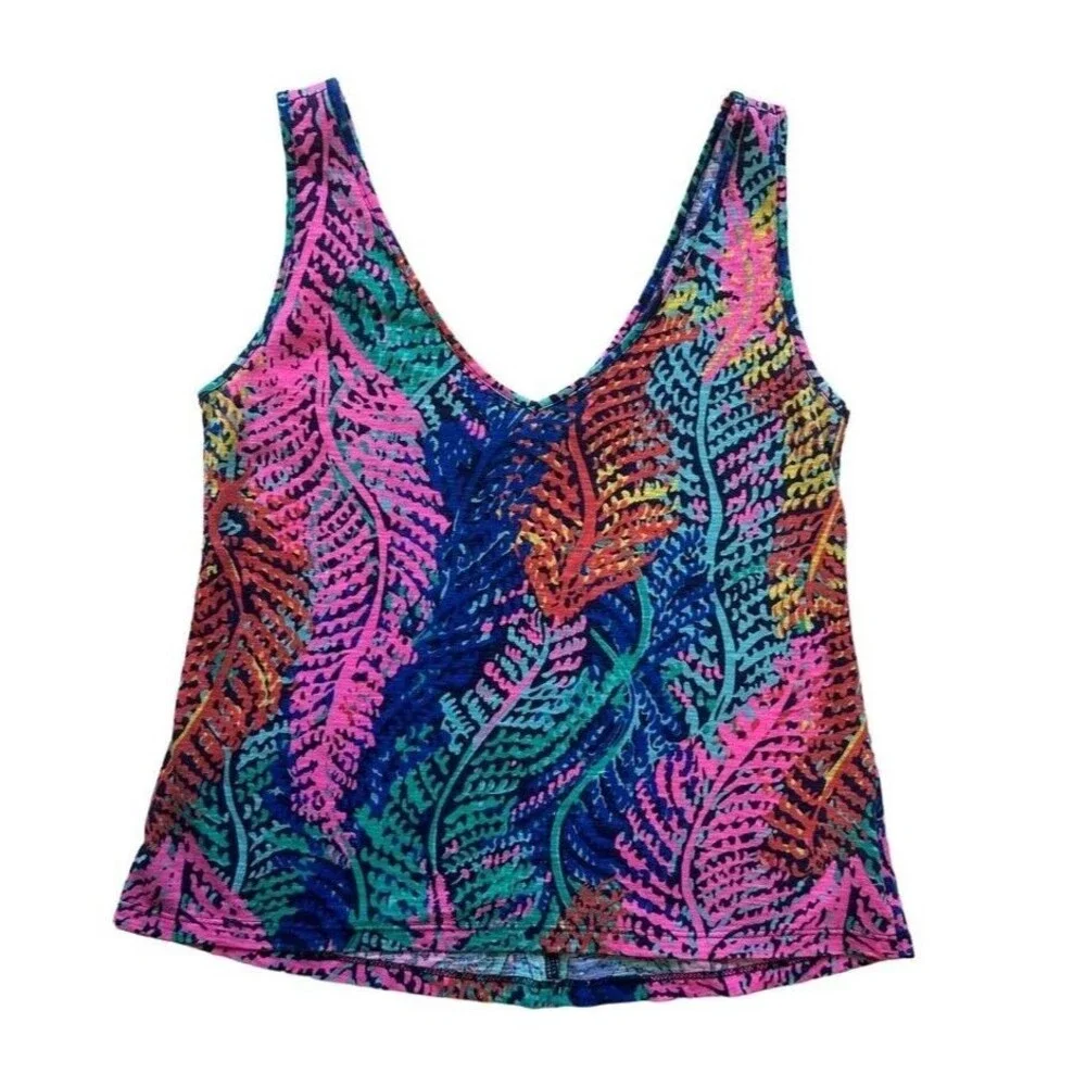 Lilly Pulitzer Gigi V Neck Tank Beach Resort Tank Top Electric Feel Size XS